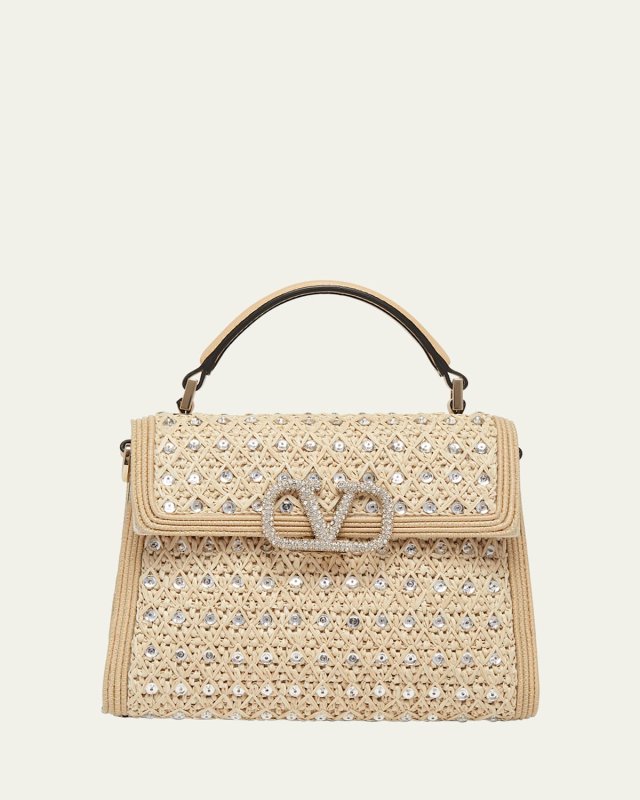 VSLING Mini Rhinestone Crochet Top-Handle Bag